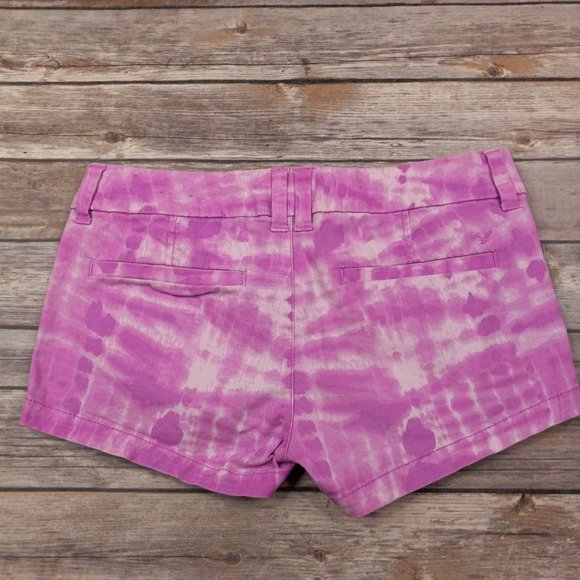 AE American Eagle Outfitters Size 0 Pink Tie Dye Stretch Shortie Booty Shorts - Picture 4 of 5